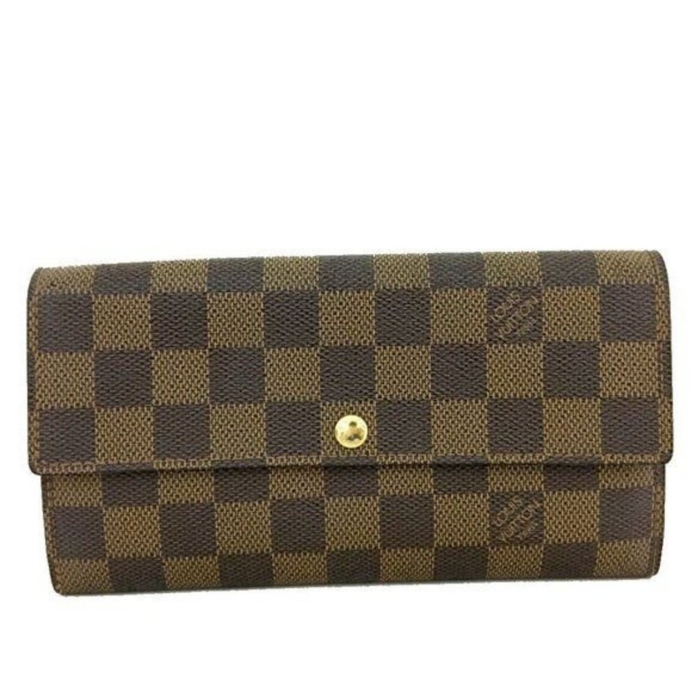 Authentic Louis Vuitton Wallet Long Damier Porte Feuille Sarah Bifold Used LV